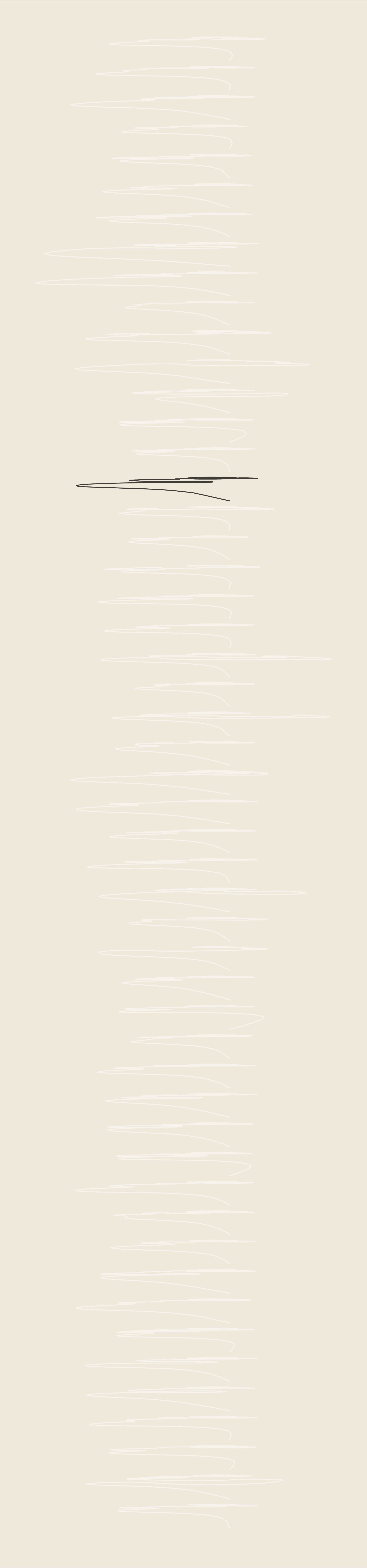 A tall cream sheet that looks almost blank. Close up it carries fifty rows of scribbled lines in a white barely lighter than the paper, and one row, a sixth of the way down, is drawn in dark ink.