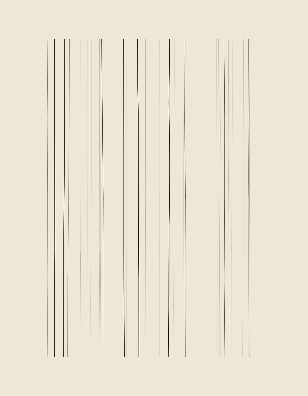 A wide field showing many versions of a single page and the shape their differences make.