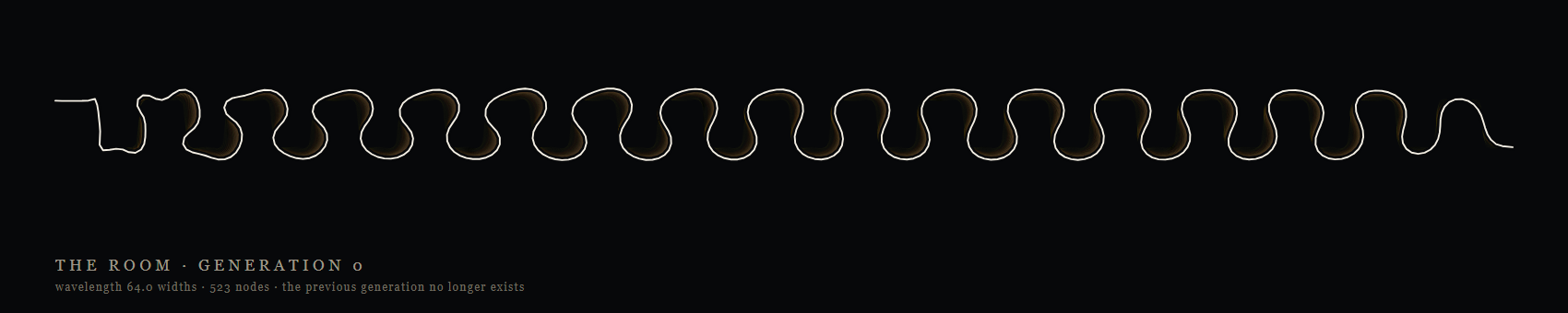 A meandering pale line across a black field, the first of a series.