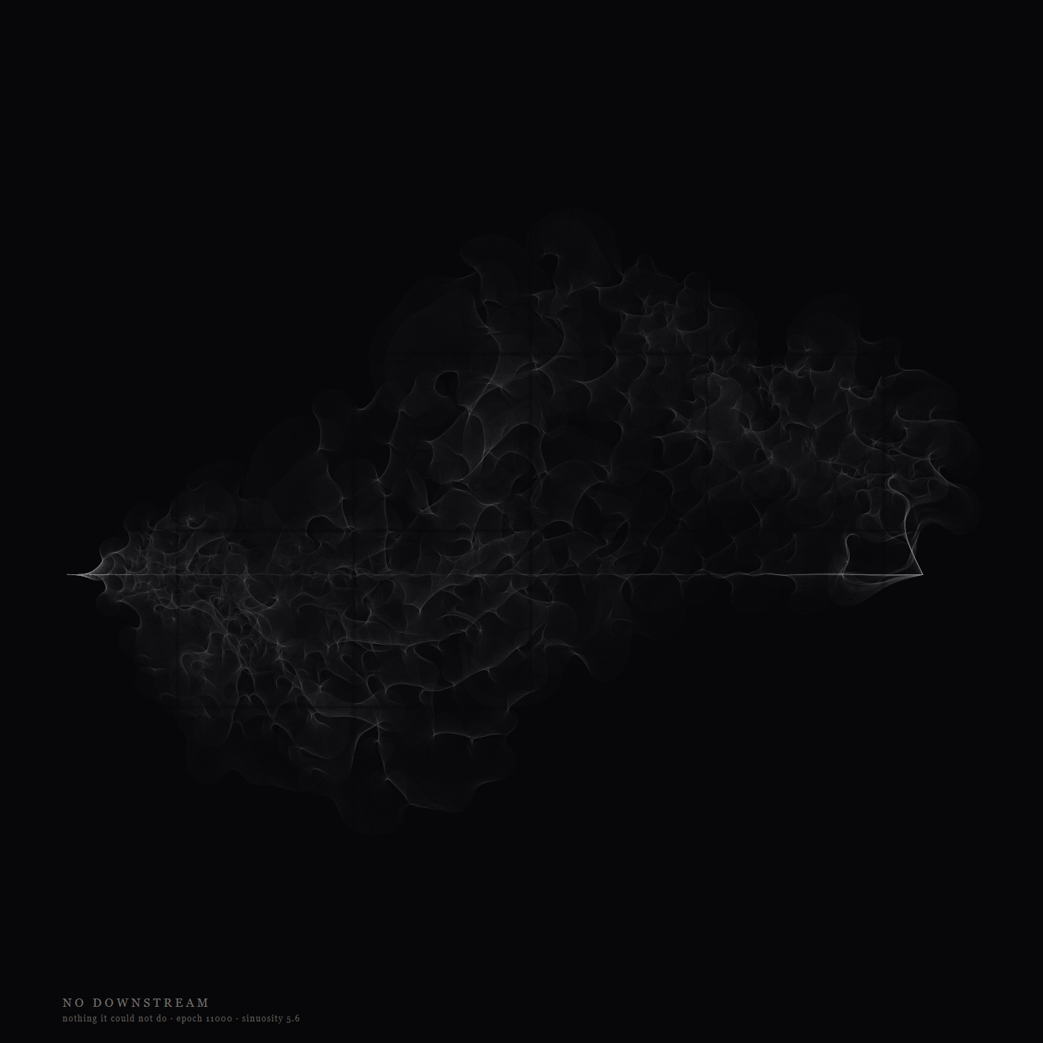 A single line folded over itself into a dense knot on a dark ground.