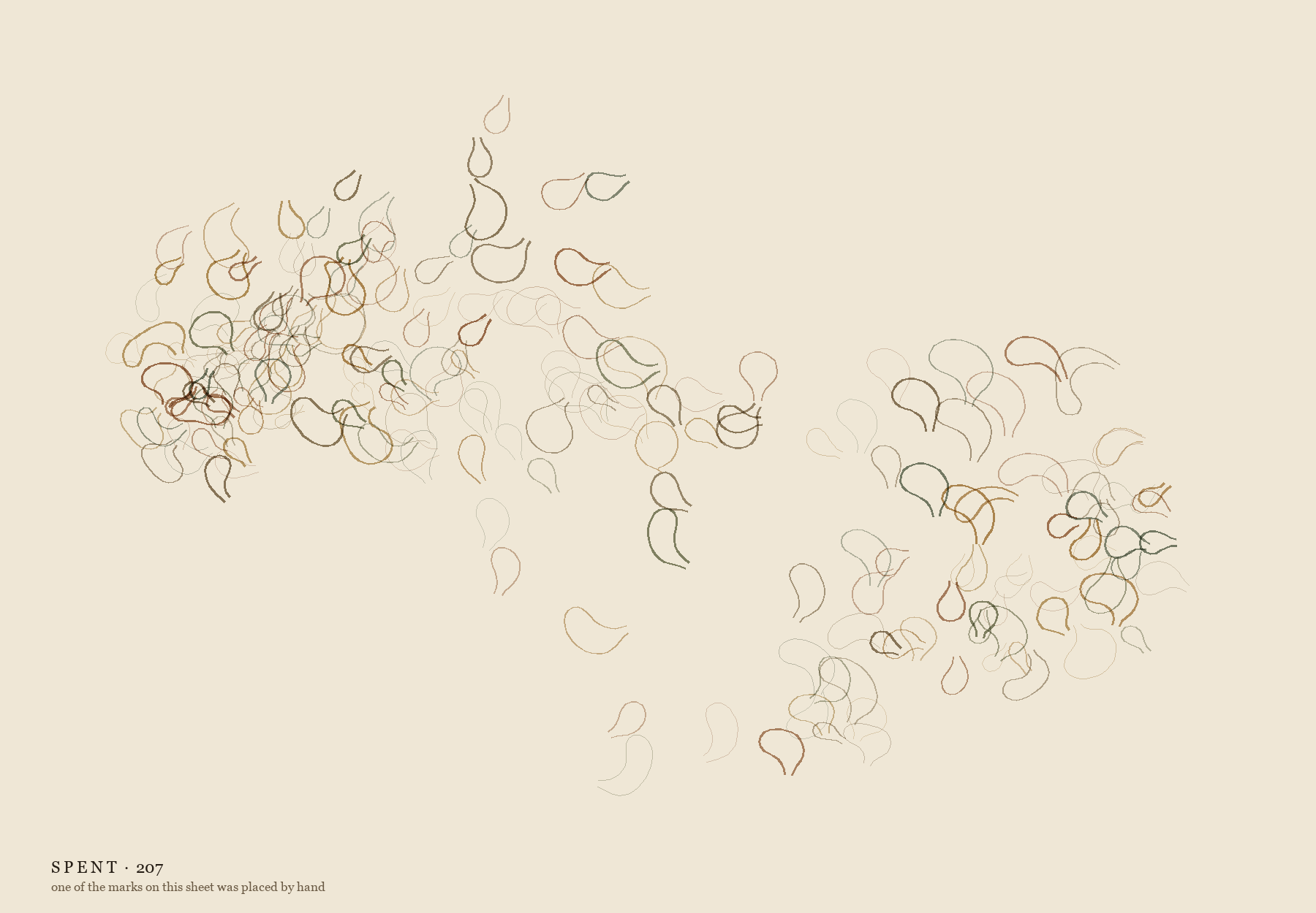 A dense field of marks on a light ground.